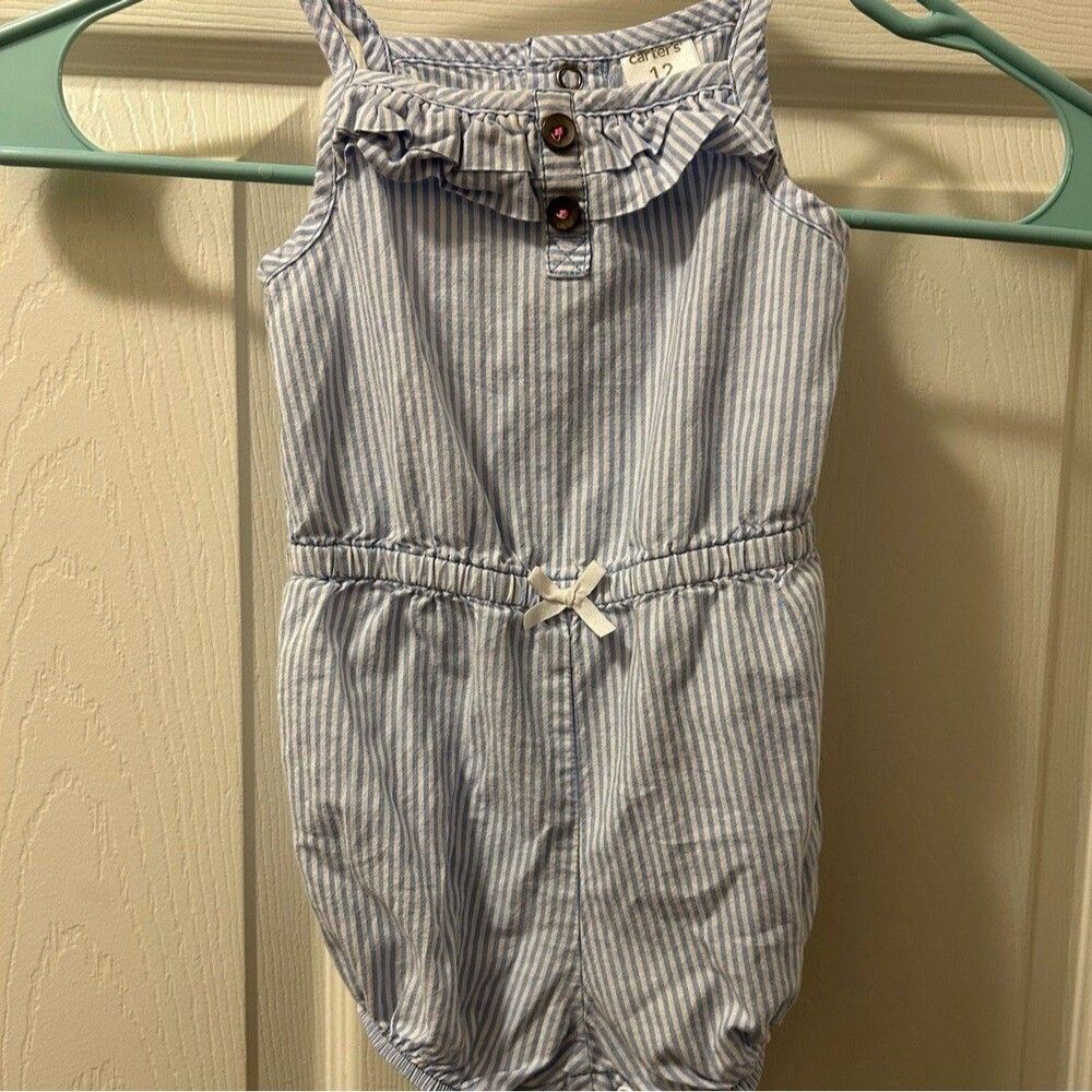 Carters blue and white Striped Toddler 12 month Romper